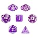 7 Die Polyhedral Dice Set - Arcane Aura (Purple Glitter) with Velvet Pouch by Wiz Dice