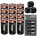 Tyrone RCR123A Batteries Compatible Arlo Security Cameras (VMC3030/VMK3200/VMS3330/3430/3530), [ 3.7V Li-ion Rechargeable Battery 700mAh CR123A 12 Pack with Charger, 3 Pack Arlo Cover Skins ]