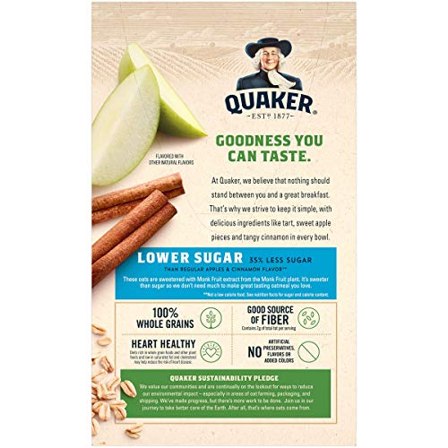 Quaker Instant Oatmeal, Lower Sugar, Apple Cinnamon, Breakfast Cereal, 10 Packets Pricepulse