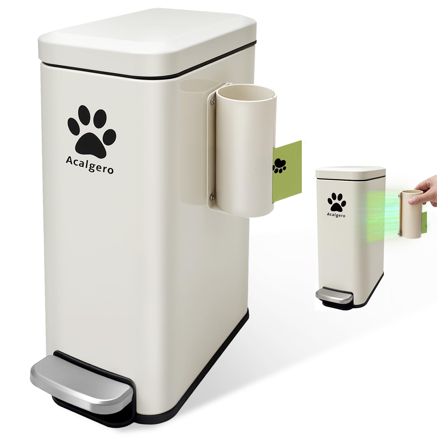 Photo 1 of Dog Poop Trash Can Outside with Magnetic Bag Dispenser-Metal Dog Waste Container Odor Control- Rust Proof& Waterproof-Outdoor Waste Trash Can with Lid-Garbage Can&Foot Pedal-Pet Poop Bucket Soft Close