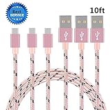 Type C, Asstar [3 Pack] 10 Foot Nylon Braided Long Cord-Usb Data Charge Charging Cable for Samsung Galaxy S9, S8 S8 Plus, Note 9 /HTC Bolt/Google Pixel/Pixel XL, Nexus 6p/5X,LG G5 Pink Black