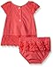 Calvin Klein Baby-Girls Peached Poplin with Eyelet Trim Top and Panty, Red Icing, 3-6 Months