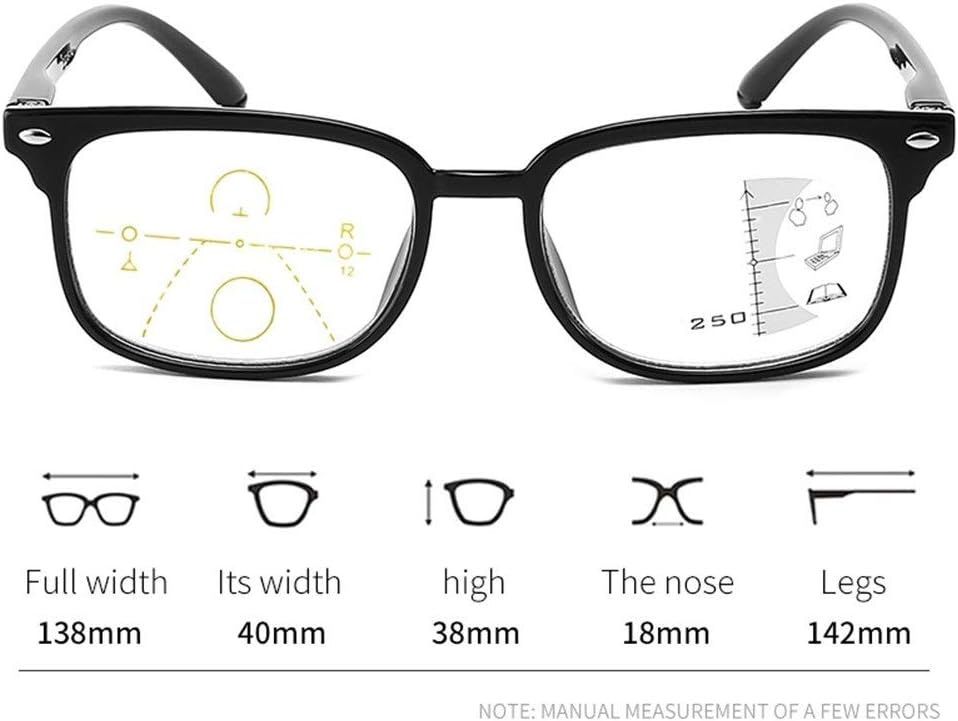 Frame Color : B1 Black, Size : +100 HaiShan Multifocale progressiva Reader  Vedere Lontano e da Vicino la Lettura Occhiali bifocali presbiopia Uomini  Occhiali da Lettura 8.07 Gestione di materiali pericolosi Commercio,