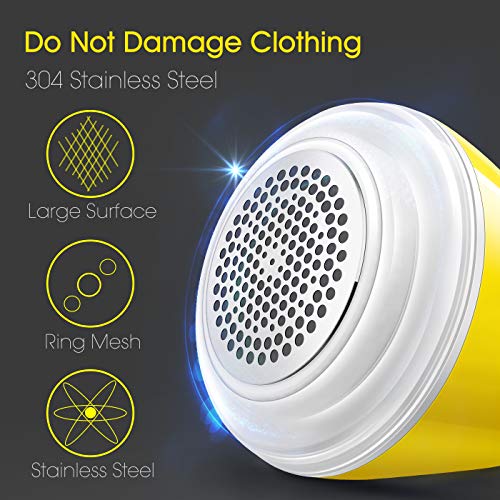 CONFU Sweater Shaver Fabric Fuzz Remover Portable Clothes Lint Shaver/Fabric Defuzzer- Rechargeable Lint Remover Bobbles-Dual Protection for Your Clothes,Lemon (5-packs)