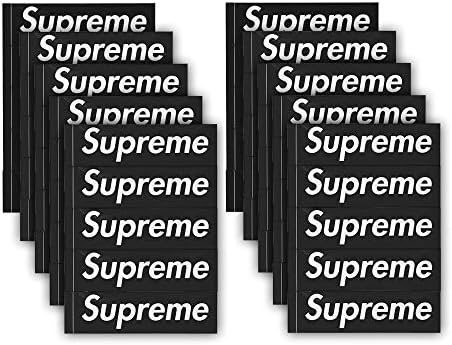 Xorastra Supreme Box Logo Sticker, 50-Pcs Supreme Black Box Logo Sticker, Classic Supreme Replica PVC Decals, Streetwear Supreme Stickers