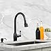 Comllen Best Antique Pull Out Sprayer Oil Rubbed Bronze Single Handle Pull Down Kitchen Sink Faucet, Single Lever Kitchen Faucet Without Deck Plate