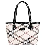 Lady Womens Designer Stylish Grid Top-Handle Handbag Leather Check Shopping Tote Shoulder Bag Red