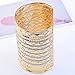 lureme Women Carved Wave Fish Silver Glitter Gold Tone Open End Wide Cuff Bangle Bracelet 06000605-1