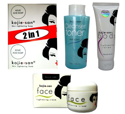 Kojie San Skin Lightening Whitening Soap Toner Lotion Cream 5 Pc Set