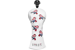 ALIENNANA Golf Head Covers Driver Cover 3 Wood Headcover Hybrid Head Covers Embroidery USA American Flag Birdie Design Golf Club Headcovers Leather Wood Head Cover