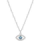 JSGEMSLEE White Gold 14K Gold Plated Necklaces for Women Evil Eye Necklace for Women Girls Evil Eye Hamsa Hand of Fatima Pendant Necklace Good Luck Necklace Jewelry