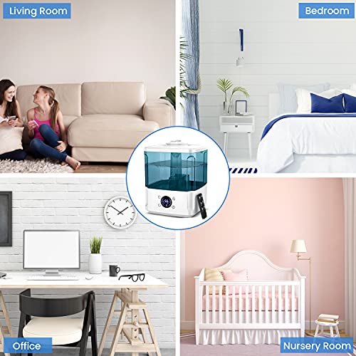 Humidificateur d\'Air 4.5L Humidificateur Silencieux Minuterie, 7 Couleurs Lumières LED, Arrêt Automatique, Mode Veille, 3 Réglages de Brume, Buse à 360° pour Chambre de Bébé Maison Salon Warmfunn