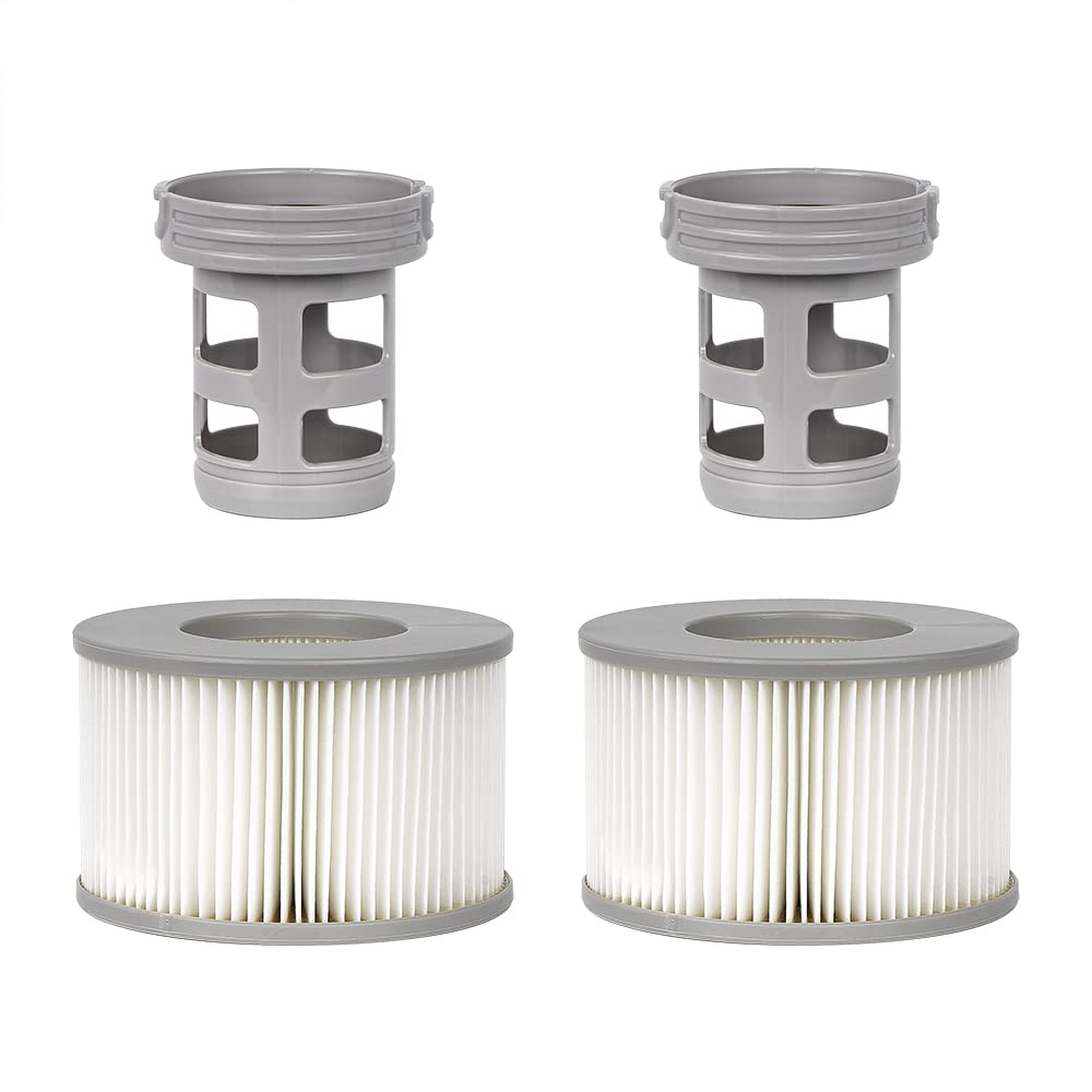 WuYan 2 Set of Hot Tub Spa Accessories for Mspa, Include 2pcs Replacement Screw-in Base Adaptor, 2pcs Inflatable Hot Spring Pool Filter