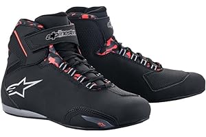 Alpinestars Sektor Waterproof Shoes, CE-Certified Casual Riding Footwear, 10, Black/Dark Gray/Red Fluo