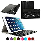 CoastaCloud iPad Air 1 Bluetooth Keyboard Case Ultra Slim Folding Leather Folio Smart Case Stand Cover with Removable Wireless Bluetooth Keyboard for Apple iPad Air 1st (Black)