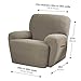 Maytex Pixel Ultra-Soft Stretch Textured Mini Dot 4-Piece Recliner Furniture Cover Slipcover, Sand