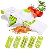 Mandoline Slicer w/ 5-Blades Side Storage, Premium Vegetables Cutter, Chopper, Peeler, Julienne Slicer, Grater, Zoodle Maker, Perfect for Potato, Onion, Zuchinni, French Fry by Eranthe