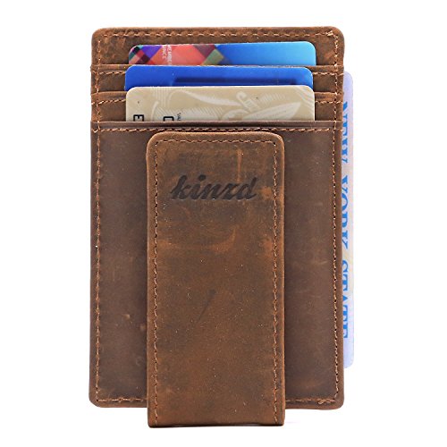 Money Clip, Front Pocket Wallet, Leather RFID Blocking Strong Magnet thin Wallet