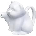 HIC Kitchen Mini Cat Creamer with Handle, Fine White Porcelain, 2-Ounce Capacity