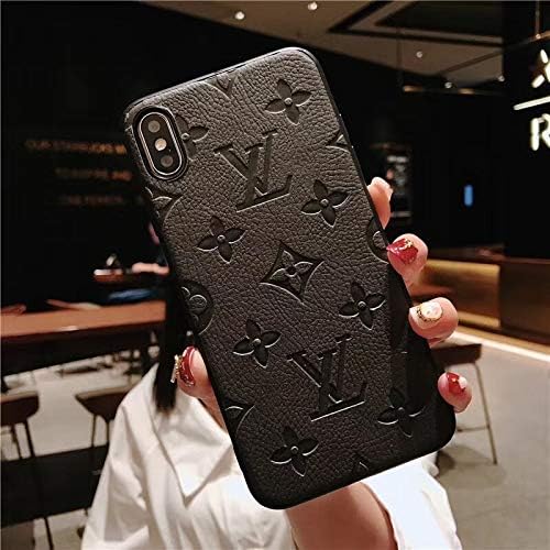 Luxury iPhone XR Case, Gray Street Fashion Sumptuous Imprinted Leather Designer Momgram Pattern Protective Cover Case for iPhone XR