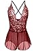 Avidlove Women Teddy Lace Bodysuit Halter Mesh Babydoll Underwear Pant Dress Red XL