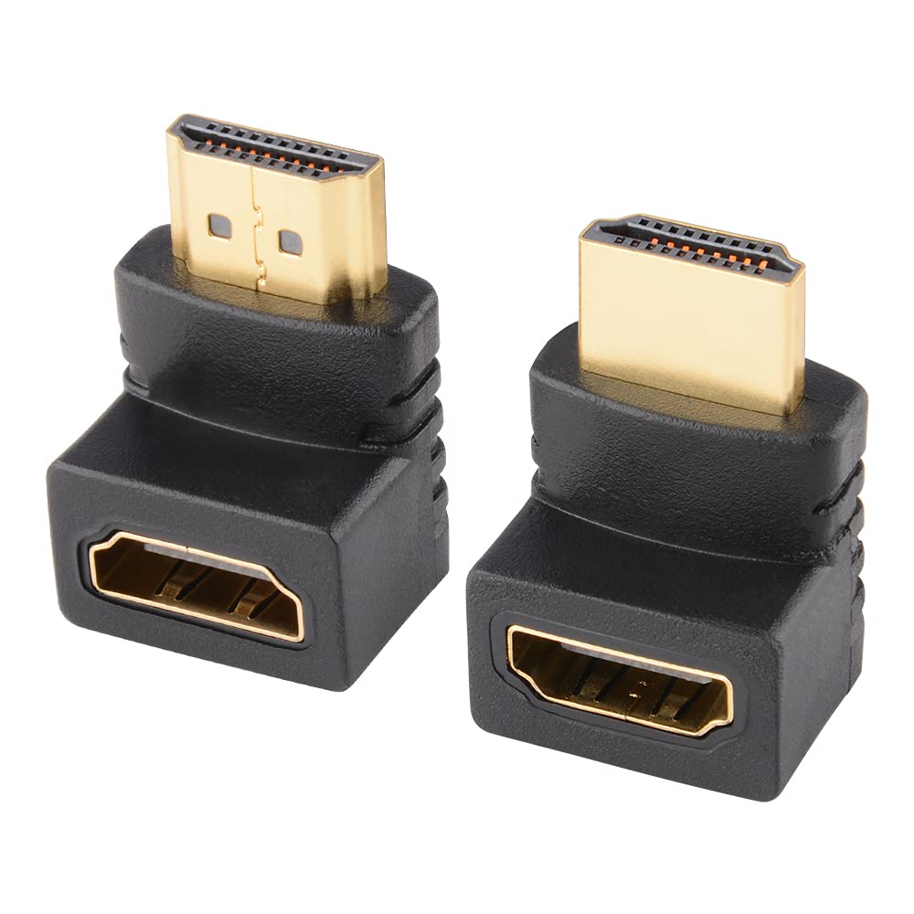 Photo 1 of J&D 90 & 270 Degree HDMI Adapter (2 Pack), Gold Plated Right Angle Male to Female HDMI Adapter