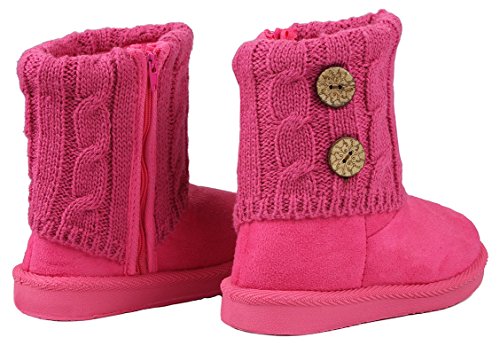 Baby Girls Toddler Smart18KA Fuchsia Slouch Buttons/Sweater Knit Faux Fur Lined Soft Sole Infant Boots-9