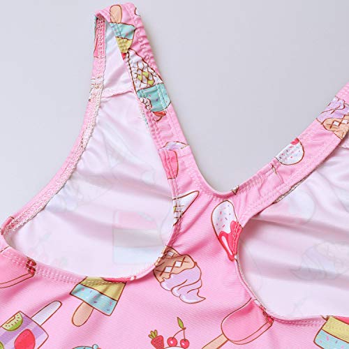 QPANCY Swimsuits for Little Girls 6t One Piece Ice Cream Bathing Suits Kid Beach Outfit - Thumbnail 4