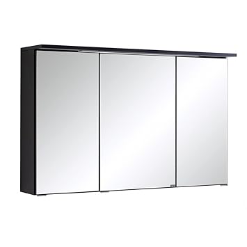 Spiegelschrank 3D 5 verschiedenen Breiten Bolina Graphitgrau inkl. intergrierter Beleuchtung-Steckdose (breite 100cm)