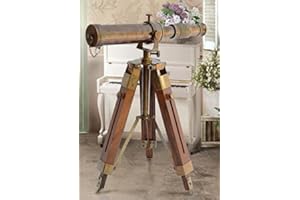 Nautical Brass Antique Telescope Spyglass with Wooden Stand Home Decor Gift