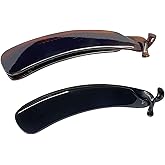 Parcelona French Lock Black and Tortoise Shell Brown 4” Celluloid Set of 2 Ponytail Holder Banana Hair Clips for Women and Girls