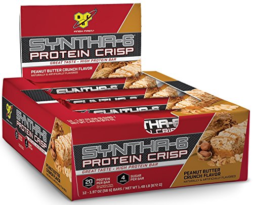 BSN Protein Crisp Bar by Syntha-6, Peanut Butter Crunch, 12 Count (Packaging may vary)