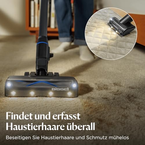 Bissell PowerClean FurGuard, Battery Vacuum Cleaner, 280 W Motor, Self-Cleaning Brush Roll, FurFinder Light, Wireless Vacuum Cleaner, Freestanding, HEPA Filter, 2500 mAh Replacement Battery, 50 min Runtime, 4091N