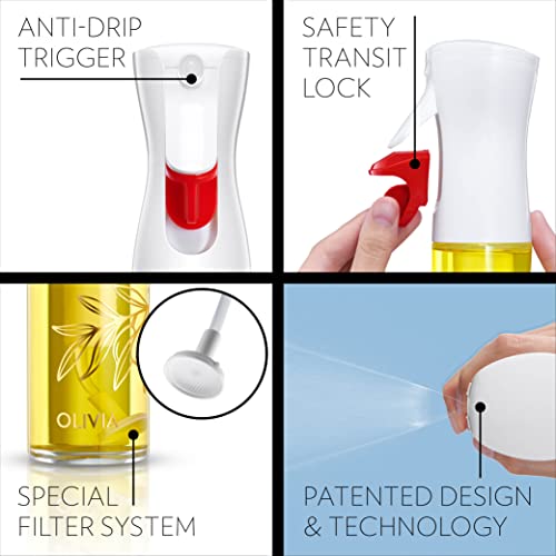 FLAIROSOL OLIVIA. The Original Advanced Oil Sprayer for Cooking, Salads, BBQs and More, Continuous Spray with Portion Control, Trusted by Chefs. Patented Technology (Glass Bottle) (Golden Leaves)