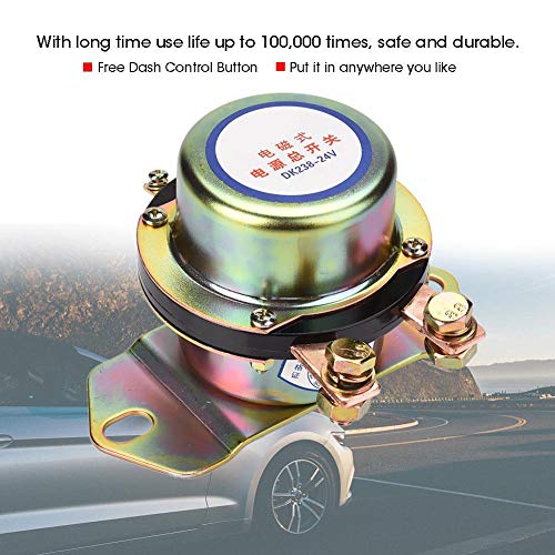 Ejoyous 24V Car Auto Vehicle MotorBoat Battery Electromagnetic Disconnect Switch, DC 24V Electromechanical Solenoid Power Switch + One Button Dash Control Master Kill System Turn on/off