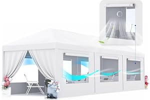 Peaktop Outdoor 10'x30' Heavy Duty Party Tent Wedding Tent Outdoor Gazebo Event Shelter Canopy Mesh Side with Window Cover