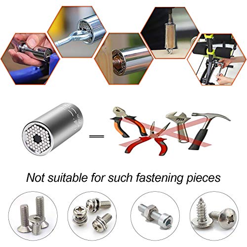 CIGOTU Multi-function 7mm-19mm Ratchet Universal Sockets Metric Wrench Power Drill Adapter Set and 105 Degree Right Angle Extension Power Screwdriver Drill Attachment 1/4" Drive 6mm Hex Magnetic Bit