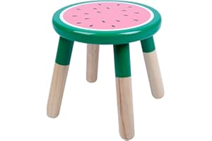 RUYU 9 Inch Kids Solid Hard Wood Fruit Chair, Crafted Hand-Painted Wood with Assembled Four-Legged Sitting Stool, Bedroom, Playroom, Watermelon Furniture Stool for Children(Watermelon)