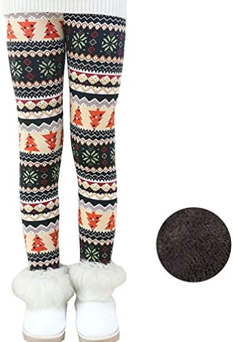 Bjinxn Girls Winter Thick Warm Long Pants Printing Fleece Lined Leggings