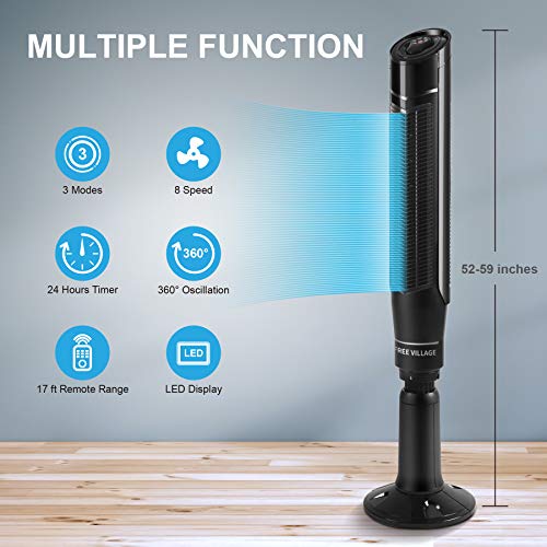 Bladeless Tower Fan Tower Fans Oscillating, 59 Inch Tall Tower Fan