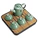 Fuloon Chinese Kungfu Tea Set Portable Travel Ceramic Porcelain Tea Ware Teapot & Teacups & Tea Tray (D)