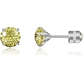 Hopply G23 Pure Titanium Earrings for Women Men, 20G Hypoallergenic Flatback 5A Cubic Zirconia Earrings Studs, Suitable Sensitive Ears Jewelry Gift 6mm