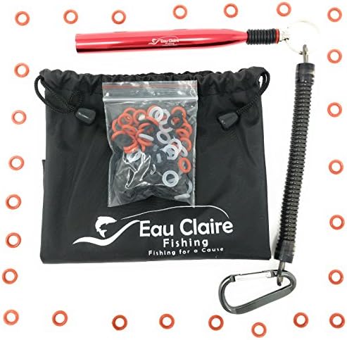 Red Wacky Rig Tool with 110 4 & 5 Inch O-Rings, Fits Up to 8" Soft Plastic Rubber Worms