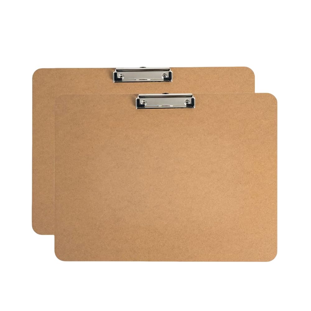 2 Pcs Clipboards with Low Profile Clip,Wood Clipboards Bulk,Office Clipboard Hardboard Drawing Clipboard,Back to School Teacher Classroom Supplies, School Supplies for College Students (Horizontal-A3)