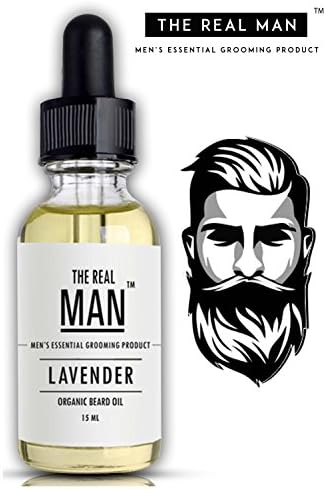 Beard & Mustache Oil Lavender for Hair Growth With Olive Oil | Vitamin E | Tea tree Oil| Jojoba Oil | Almond Oil | Sandalwood Oil & free of sulphate & Paraben 100% Organic 15 ml by THE REAL MAN