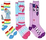 My Little Pony Girls' Knee High Socks 3 Pack Size 6-8 Rainbow Dash Pinkie Pie