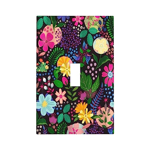 Boho Purple Floral Dark Single Toggle Light