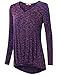 Timeson Women V Neck Long Sleeve High Low Comfy Loose Fit Activewear Tunic Tops Large Blue
