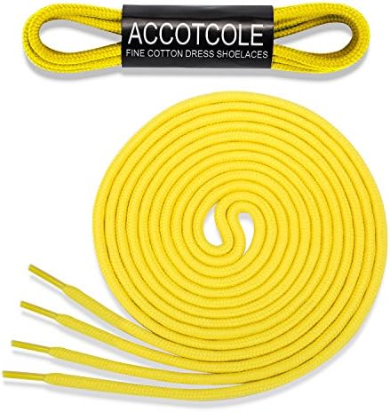 Round Shoelaces [3 Pairs] 5/32" Thick - For Shoes, Sneakers &amp; Boots - By ACCOTCOLE (59" (150 cm), Yellow)