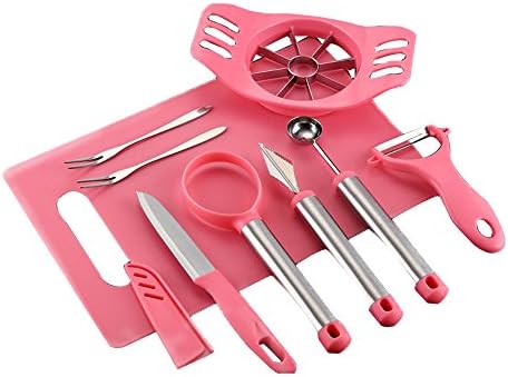 Kitchen Fruit Carving Garnishing Tool Set Melon Baller Scoop Spoon Knife Shapes Kit With Apple Cutter Corer, Watermelon Slicer,Citrus Peeler,Forks,Chopping Board and More